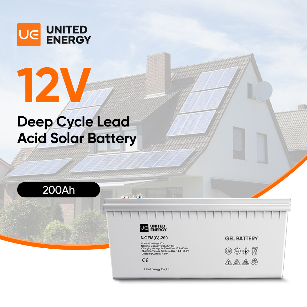 United Energy بطارية الرصاص الحمضية ذات الدورة العميقة 12V 200ah 250ah للبطارية الشمسية الكهروضوئية بالجملة