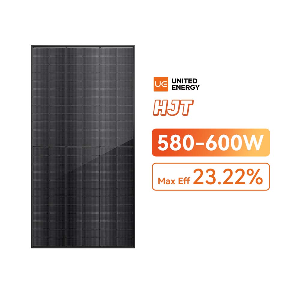 مخزون HJT 580-600W جميع الألواح الشمسية ثنائية الوجه السوداء للمنزل